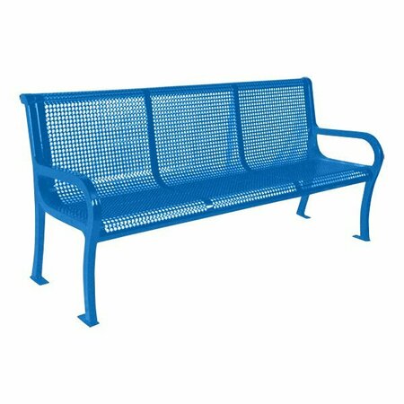 ULTRA SITE Lexington 8' Blue Perforated Bench with Backrest 99'' x 26 7/8'' x 35 1/2'' 38A954P8BL